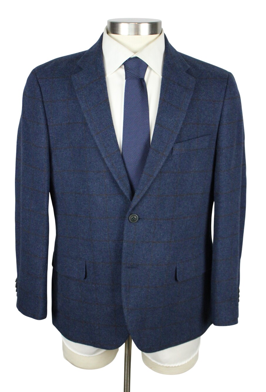 Nautica Sport Coat Mens 42 S Blue Windowpane Tweed Slim Fit Blazer Jacket